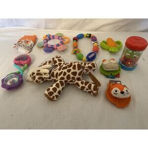 Baby Nuby Toys-Rattles-Nuby Lot 9 Teething-Giraffe Pacifier Holder Giraffe